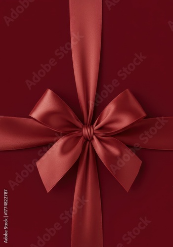 Luxurious satin ribbon forming a perfect bow on a wrapped present, symbolizing celebration, generosity, and holiday cheer ,receiving ,smooth ,gift