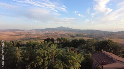 landscape with mountains in tuscany, italy