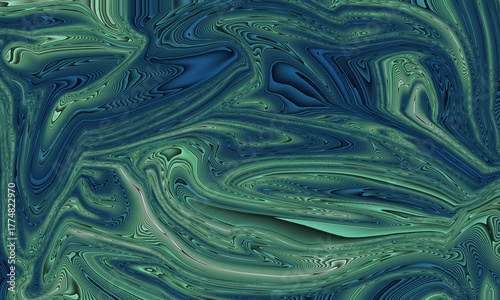 Abstract swirling pattern of deep blue and emerald green with textured ripples
