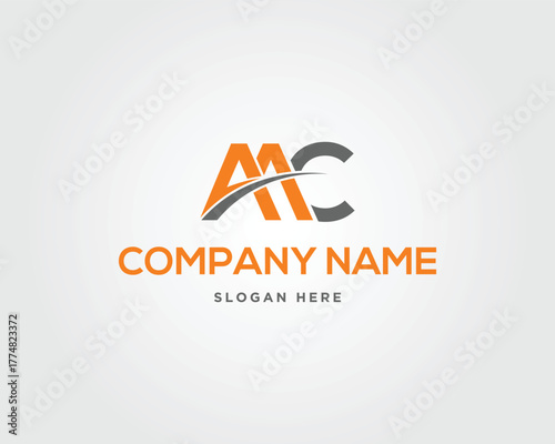 Orange and Gray A A C Logo with Company Name and Slogan vector template