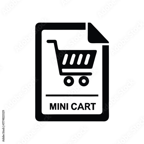 Black minimalistic sheet shows a mini cart icon, demonstrating shopping and retail applications