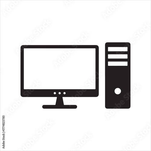 vector illustration of a computer monitor with blank screen isolated