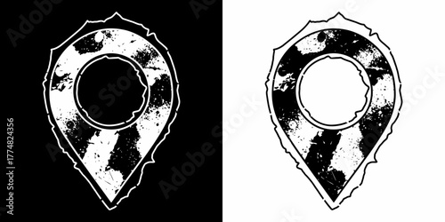 Distressed location icon, modern grunge map pointer for navigation and travel apps or website designs, unique vector style