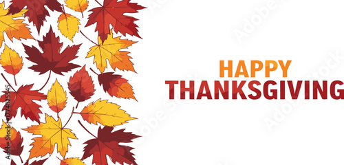 Happy Thanksgiving editable text with a decorative border of colorful autumn leaves, symbolizing the fall season and holiday. a festive holiday graphic card, invitation card , space for add text