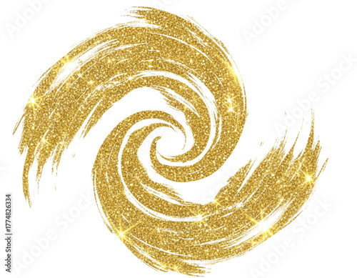 Golden Swirl of Glamour: A mesmerizing display of swirling glitter creates an alluring spectacle. The artwork captures an essence of elegance, perfect for adding a touch of enchantment.