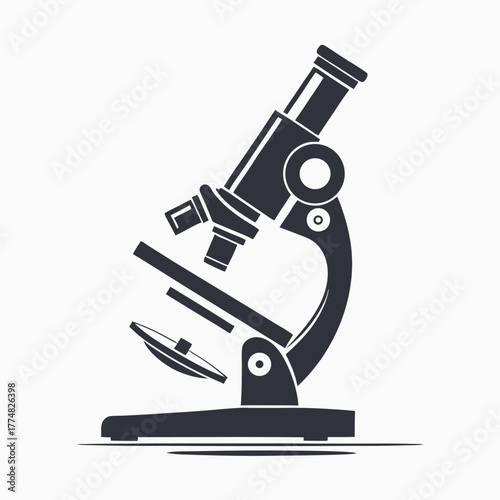 Detailed dark displays a classic monocular microscope with clear optics on white