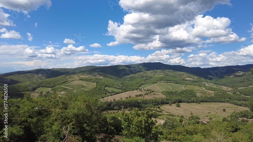 landscape in chianti, tuscany with mountains