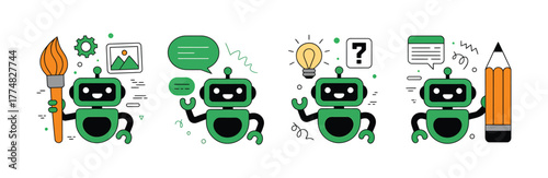 Set of chatbot character with different tools