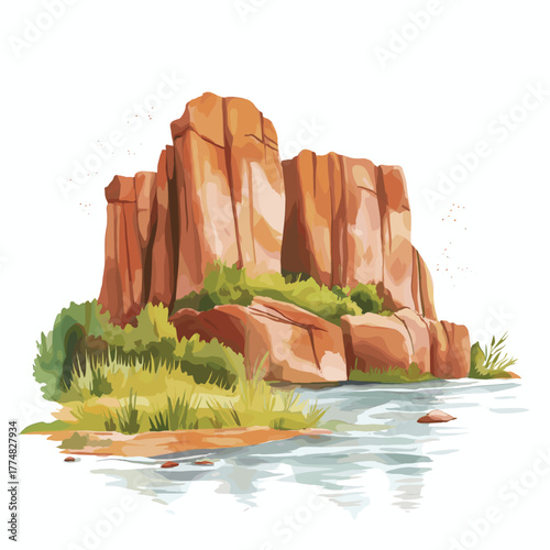 Cerro Cora National Park. Cerro Cora National Park hand drawn watercolor illustration