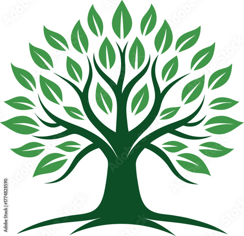 Green tree logo design nature and growth concept for environment, ecology, or organic business vector illustration, simple and clean design