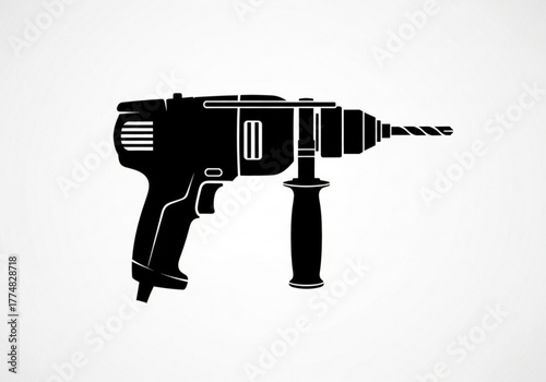 Black silhouette of a power drill generative ai