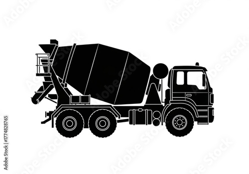 Concrete mixer truck silhouette generative ai