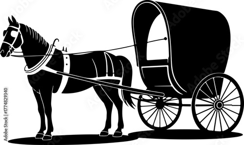 Amish Buggy Detailed silhouette vector illustration