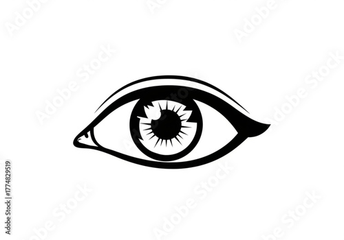 Stylized black and white illustration of a human eye generative ai