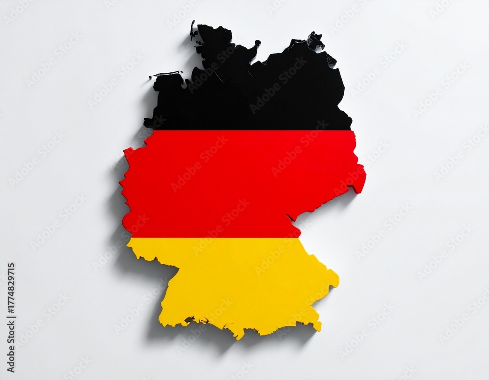 Fototapeta premium Germany Map with German Flag on White Background