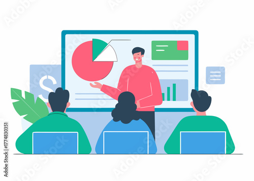 Startup founder presenting project to investors