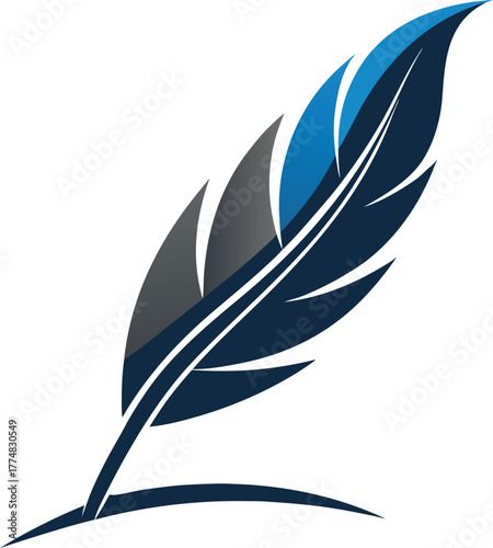 Illustration of a blue feather, symbolizing writing, creativity, inspiration, and freedom