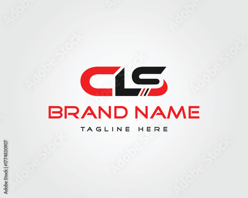 Red and vector template black C L S logo with brand name and tagline text
