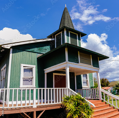 Obraz na płótnie The Plantation Style Architecture of Ka Hale La'a Jerusalem Hou Church, Kaunakak