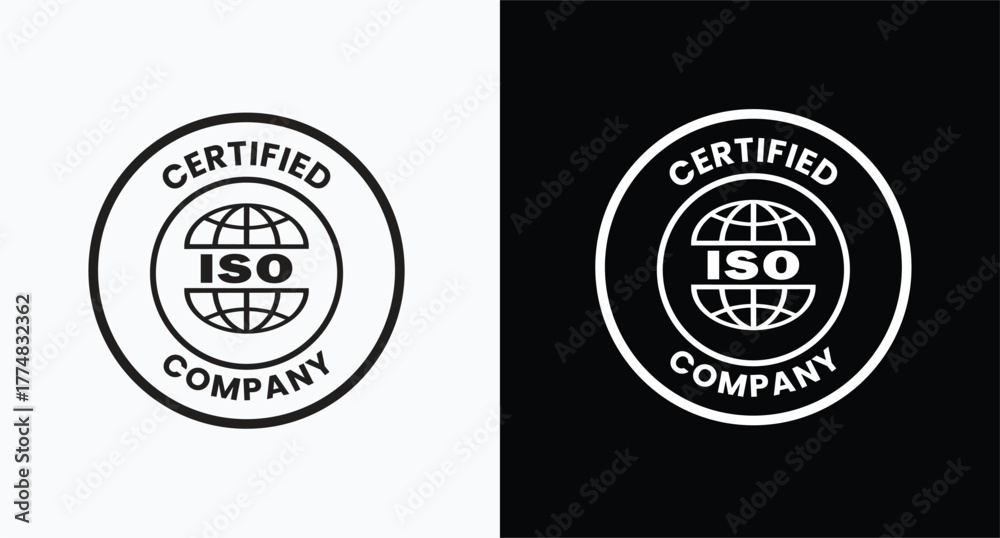 Fototapeta premium Iso quality management system certification badge iso 9001, iso 9001, quality management, certification, standard, award, recognition, business, global, system, management, compliance, accreditation,