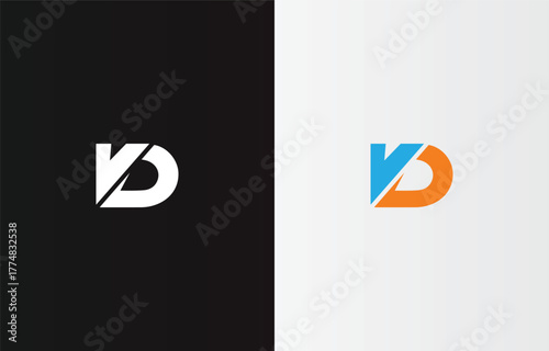 VD letter abstract logos one vector template white on black one color on white graphic symbol