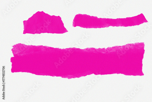 Wallpaper Mural Several bright pink torn paper strips on textured white background isolated on white background Torontodigital.ca