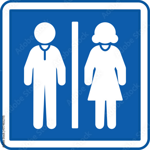 Blue Toilet Sign. Vector Icon. Men's and Women's Restrooms. Hospital Ward Sign
