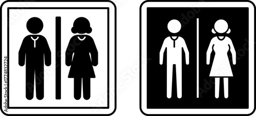 Toilet Signs. Black and White Vector Icons. Men's and Women's Restrooms. Hospital Ward Sign