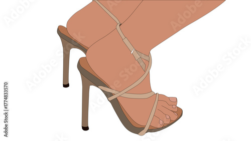 Woman wearing heels with bare feet