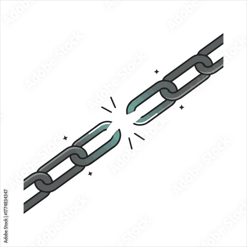 Broken Chain Links Symbolizing Weakness and Separation