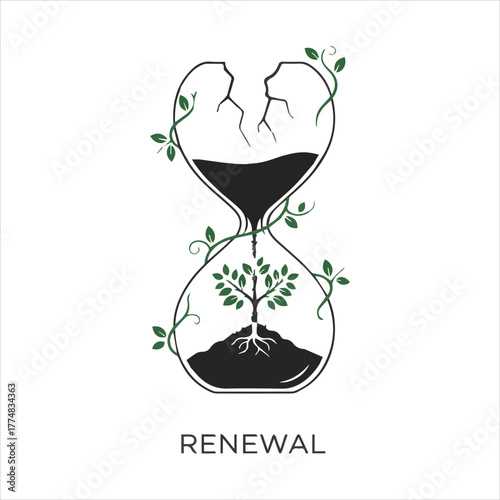 Life grows anew from the hourglass of time and decay inspiring hope