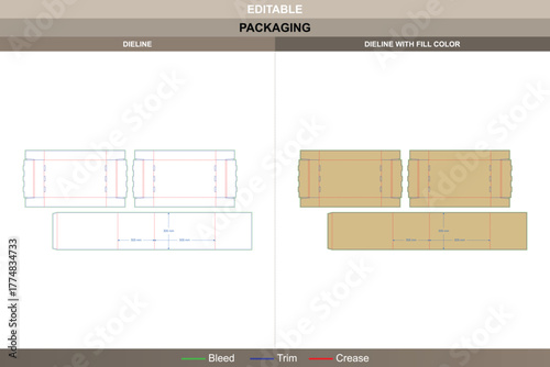 Corrugated box with covers dieline structured through balanced vector control supporting printing strength packaging build die line connection defines stable cover attachment