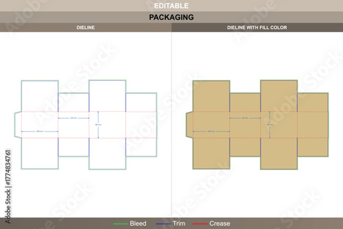 Corrugated cardboard folding box dieline developed using exact vector planning ensuring printing clarity and durable packaging fold structured die line keeps layers tight and smooth