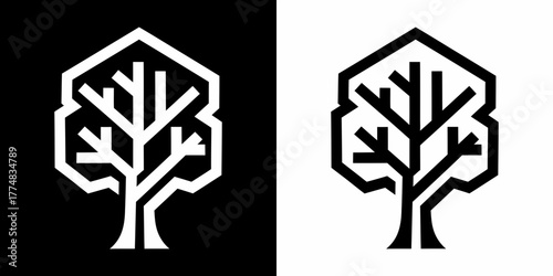 Striking tree logo design featuring geometric lines, perfect for nature brands or sustainable ventures needing a bold identity