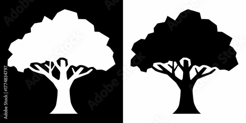 Elegant black and white tree silhouette design, perfect for nature themes and creative projects with clean modern appeal
