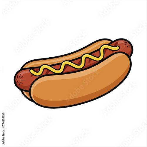 Delicious Grilled Hot Dog with Mustard in a Soft Bun