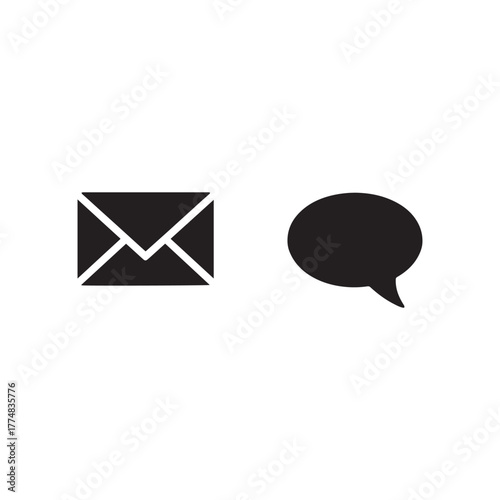 Modern email and chat communication icons set