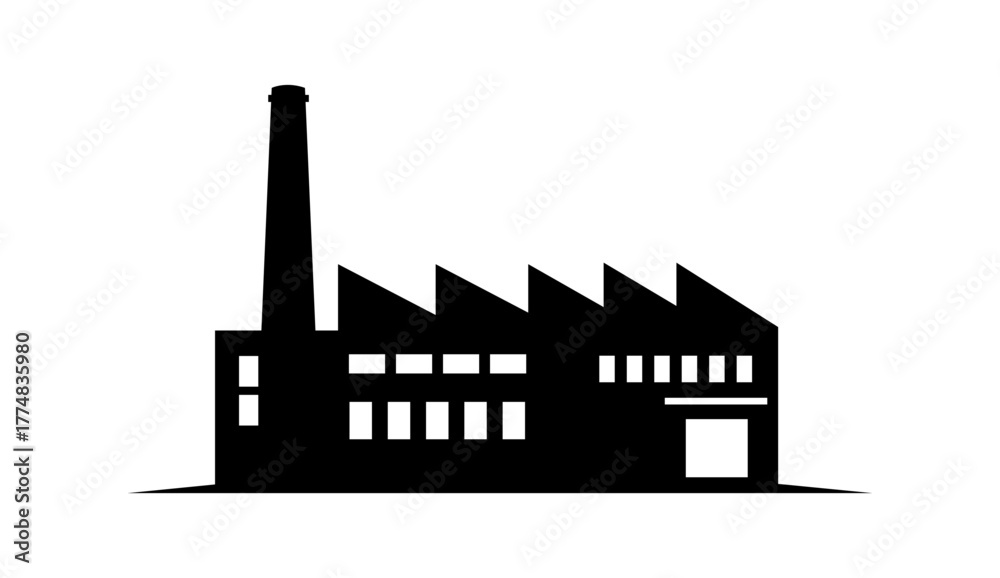 Fototapeta premium Factory building icon royalty free silhouette vector graphic