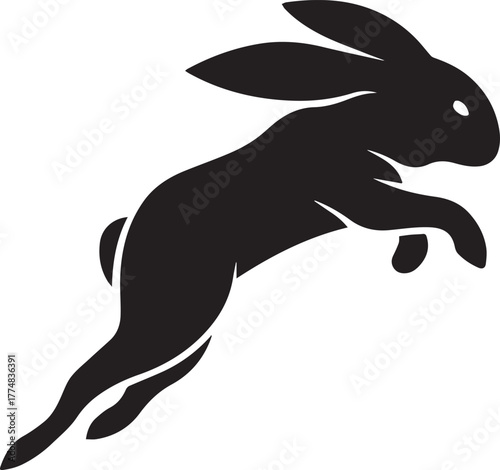 Rabbit (Jumping) Silhouette Vector Illustration
