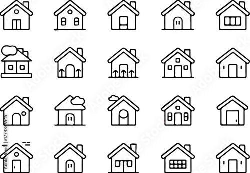 house icons set 20 outline vector pixel perfect editable strokes