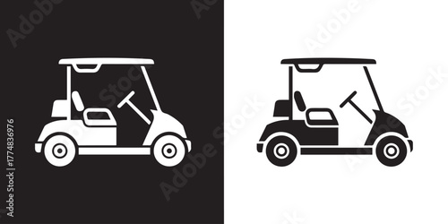 golf cart icon monochrome split screen vector emblem for branding