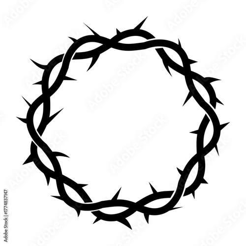 Crown of Thorns, a Christian symbol of Jesus Christ’s suffering and sacrifice on Good Friday. Perfect for Easter, faith, and religious graphic design themes. Sacred crown of pain. Vector illustration.