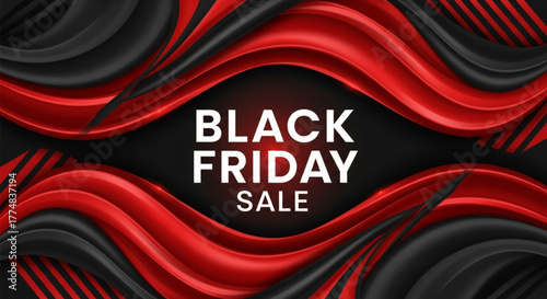 Black friday sale promotion banner with red and black abstract background