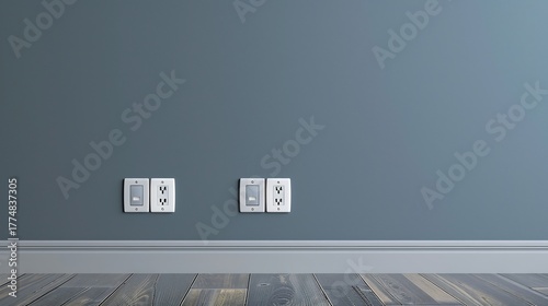 Interior wall with electrical outlets and light switches home decor and design modern minimal style grey paint