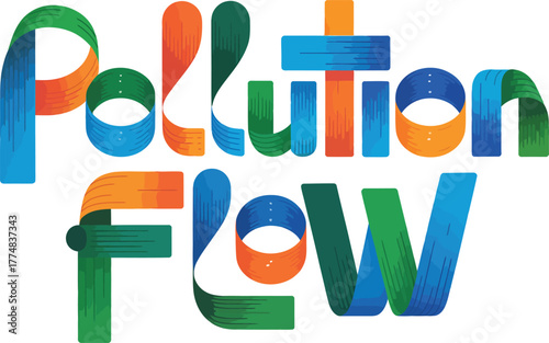 "Pollution Flow" Stylized Ribbon Text Design