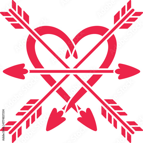 Intersecting Arrows Heart Icon for Love and Romance