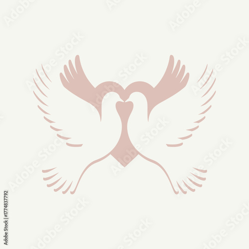 Two Doves Forming a Heart - Symbol of Love and Peace