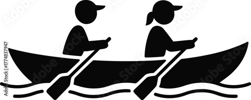 Two People Canoeing - Outdoor Activity and Teamwork