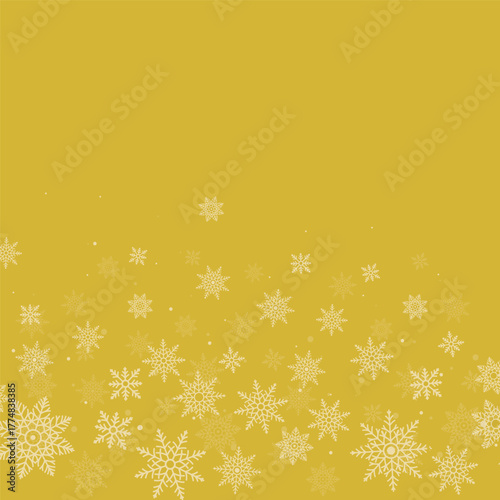 Christmas background with elegant falling snowflakes at the bottom. Perfect festive winter theme for greeting cards, invitations, wrapping paper, posters and holiday seasonal designs.