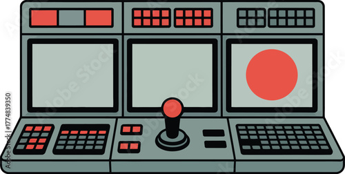 Control Panel with Screens and Joystick - Tech Interface